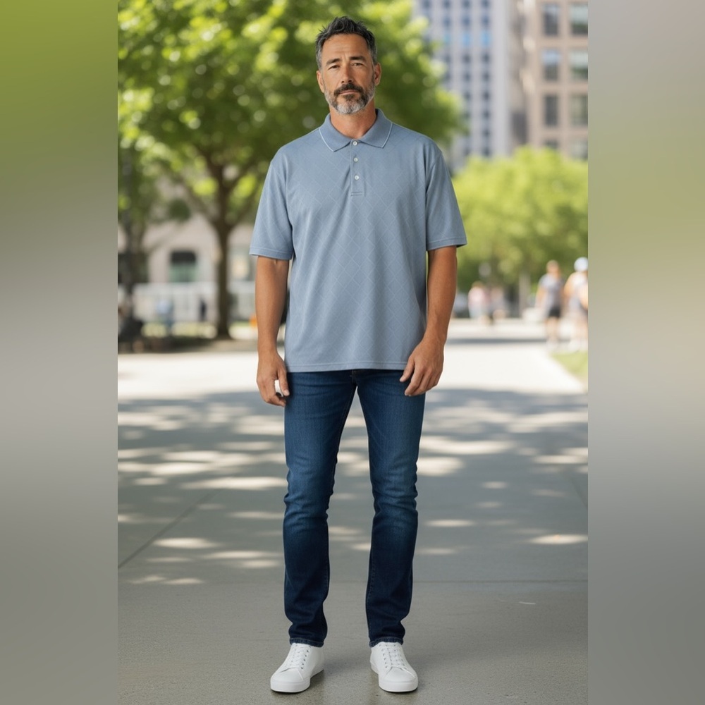 Men’s X-Large PGA Tour Blue Diamond Polo Shirt